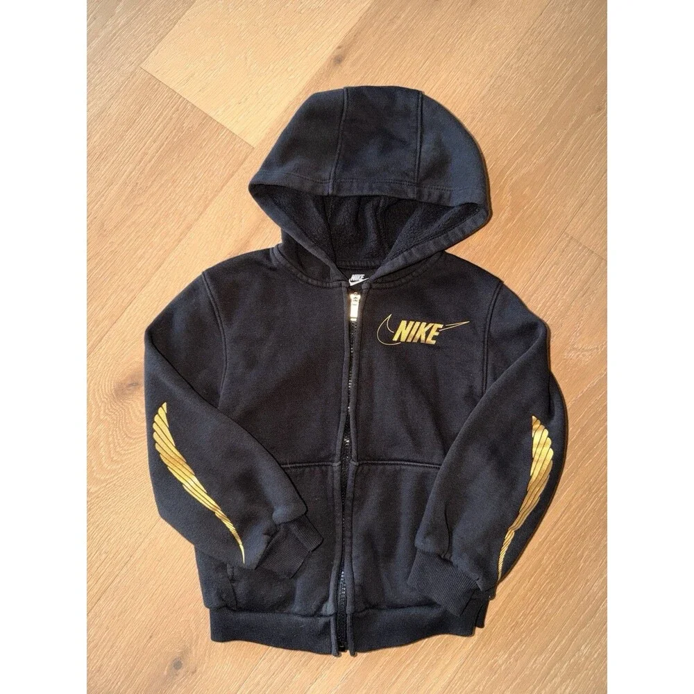 Nike Hoodie Size Kids Boys Girls Size Medium 5-6 “Black & Gold Edition”